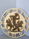 Clock - Cowboy with 2 horses