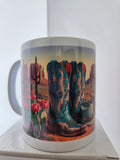 Blue Cowboy Botts and Hat Mug