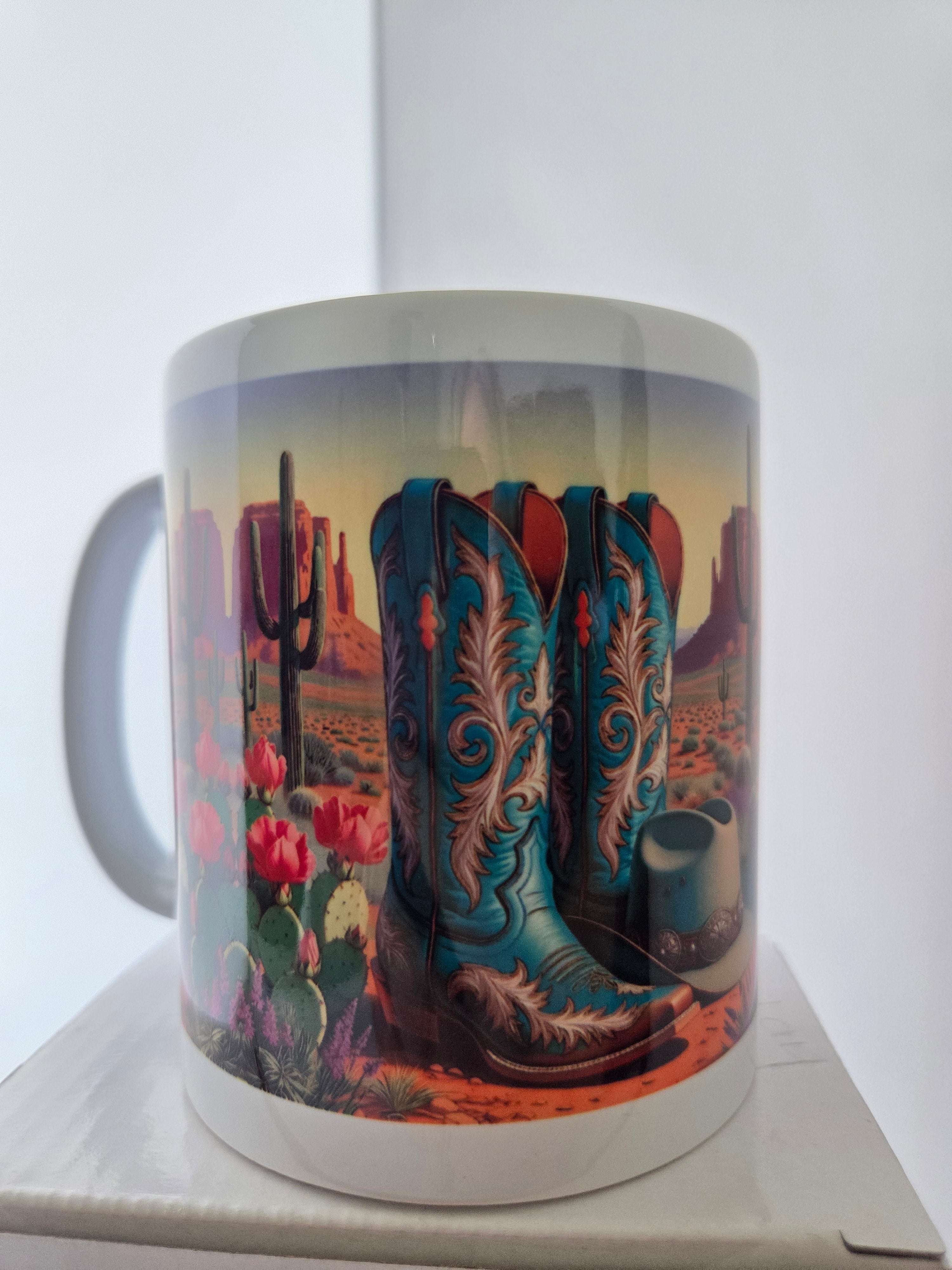 Blue Cowboy Botts and Hat Mug