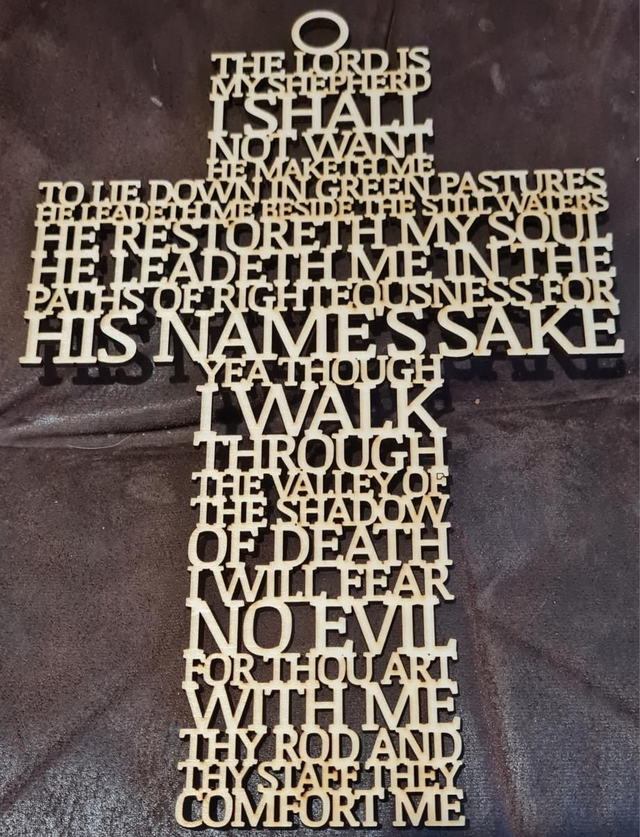 The Lords My Shepherd in a cross