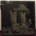 Slate Coaster - Cowboy boots and hat