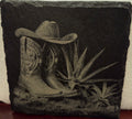 Slate Coaster - Cowboy Boots and Hat with Cactus