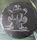 Slate Coasters - Cute Cactus wearing Cowboy Hat