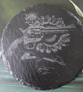 Slate Coaster - Gun with sunflower