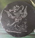 Slate Coaster - Cute cowboy cactus with guns walking