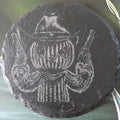 Slate Coaster - Cute cowboy cactus with guns